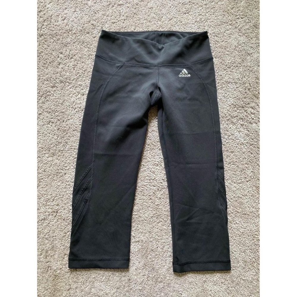 Adidas girls youth medium black athletic cropped pants